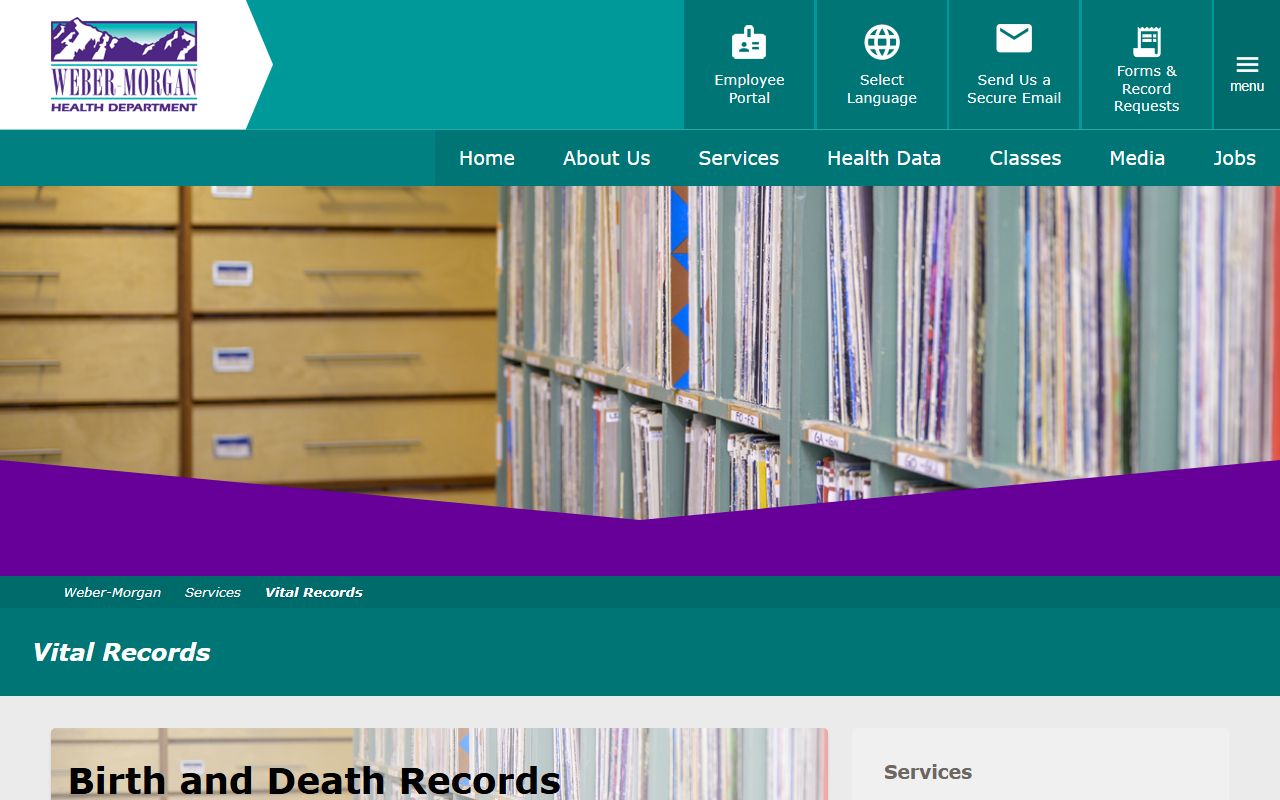 Roy birth records resource at Weber-Morgan Health Department
