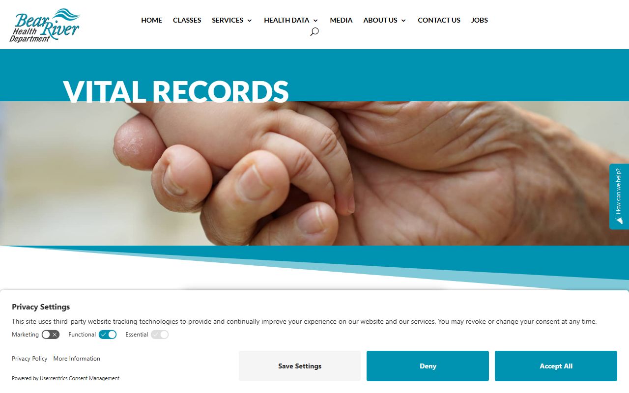 Bear River Health Department vital records page for Box Elder County birth records