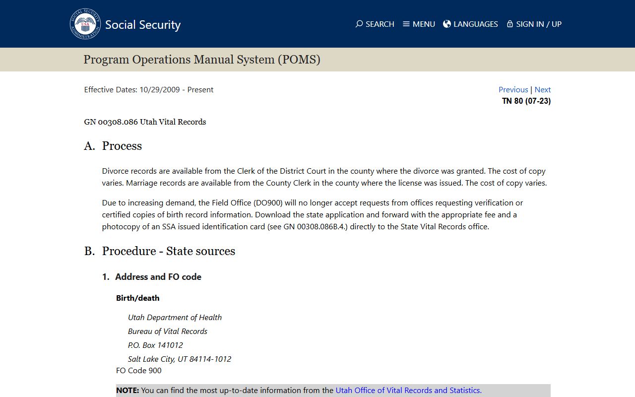 SSA reference guide for Carbon County birth records and local vital records office